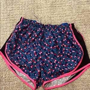 Nike Blue and Pink Athletic Shorts with Polka Dots